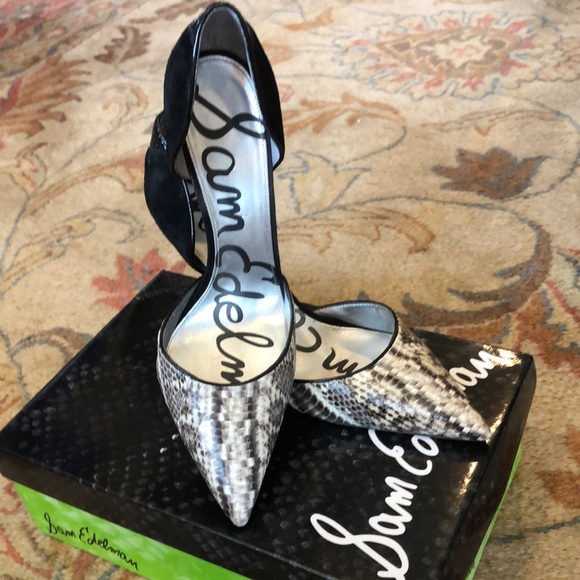Sam Edelman Shoes - Delilah blk snake/suede pump 10m